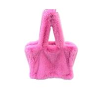 Bolso De Peluche Plush Bag Women's Large Shoulder Bags Winter Ladies Shopping Fashion Soft Female Casual Tote Handbags(Rose)