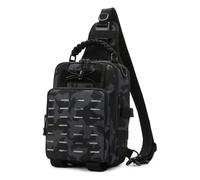 Bolso de Pesca con Soportes para Cañas, Bolso de Hombro Molle para Hombre, con Franjas Reflectantes Multifuncionales para Senderismo Viajes y Pesca(Bkcp)