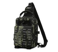 Bolso de Pesca con Soportes para Cañas, Bolso de Hombro Molle para Hombre, con Franjas Reflectantes Multifuncionales para Senderismo Viajes y Pesca(Grcp)