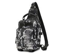 Bolso de Pesca con Soportes para Cañas, Bolso de Hombro Molle para Hombre, con Franjas Reflectantes Multifuncionales para Senderismo Viajes y Pesca(Gray)