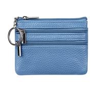 Bolso de Piel auténtica para Mujer con Llavero, Azul Celeste, Talla única, Monedero