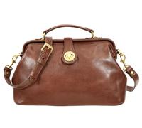 Bolso de piel auténtica para mujer, tamaño mediano, bolso de mano de médico HOL848, Brown, Medium