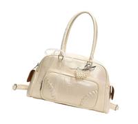 Bolso de piel sintética de estilo coreano con diseño de encaje para mujer que busca una mezcla de moda y funcionalidad, White, One Size