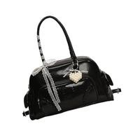 Bolso de piel sintética de estilo coreano con diseño de encaje para mujer que busca una mezcla de moda y funcionalidad, Black, One Size