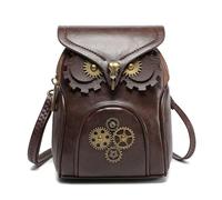 Bolso de piel sintética para mujer, bolso de hombro con diseño de búho de dibujos animados, bolsa cruzada para el teléfono, Brown