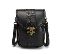 Bolso de piel sintética para mujer, bolso de hombro pequeño para teléfono celular, bolso cruzado con correa ajustable, Black