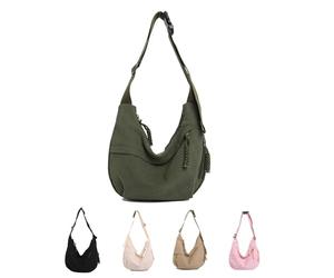 Bolso de plátano para mujer de pana, bolsa de media luna de pana, crescent bolsa de hombro bolsas de media luna ajustables casuales de desgaste, verde, Viento vintage