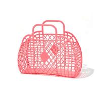 Bolso de playa, bolso de plástico para mujer con asa plegable, bolsos de la compra reutilizables cesta de almacenamiento hueca bolsos de gelatina artículos imprescindibles para la playa en vacaciones