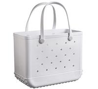 Bolso de playa de EVA de verano, bolso de playa de silicona for mujer con agujeros, bolsa transpirable, cesta de almacenamiento de compras, for deportes de viaje en la playa 23.4.17 ( Color : Bianco )