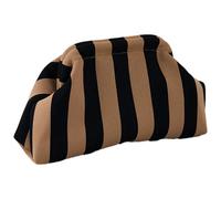 Bolso de playa de verano a rayas de ganchillo para mujer, con bloques de color, con diseño fruncido, de bola de hervida con cierre de beso para salidas al mar para cenas elegantes en la