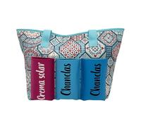 Bolso de Playa Grande con Bolsillos Externos - Tote de Verano con Compartimentos para Chanclas y Crema Solar - Estampado Étnico Colorido - Ideal para Vacaciones, Piscina y Picnic. (AZUL)