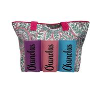 Bolso de Playa Grande con Bolsillos Externos - Tote de Verano con Compartimentos para Chanclas y Crema Solar - Estampado Étnico Colorido - Ideal para Vacaciones, Piscina y Picnic. (ROSA)