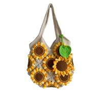 Bolso de playa verano crochet con flores, bolso hombro hecho a mano