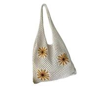 Bolso De Punto Con Flores Bolso de punto de ganchillo floral de moda, bolso de hombro bohemio hecho a mano, bolso de mano informal de gran capacidad for mujer, bolso de verano(Color 6)