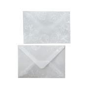 Bolso De Tela Mujer 10 sobres transparentes pintados a mano con diseño de rosas, hojas románticas literarias, cartas y postales.(White 11x16cm)