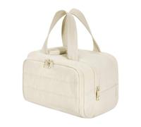 Bolso De Tocador Para Mujeres - 1 x 26.5x18x21 cm Gran Bolsa De Tocador De Apertura Larga |, Kit Toile-ratones Impermeable Portátil, Funda Para El Baño, Organizador Cosmético Para Viajes, Camp, Cream