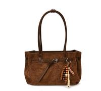 Bolso de tota de ante falso bolso de hombro Vintage Hobo para mujeres (marrón)