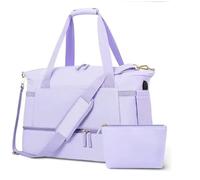 Bolso de Viaje Deportivo for Pasar la Noche con Bolsillo Mojado y Compartimento for Zapatos(Lavender)