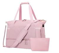 Bolso de Viaje Deportivo for Pasar la Noche con Bolsillo Mojado y Compartimento for Zapatos(Pink)