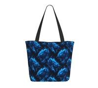 Bolso de viaje para mujer de negocios de moda ligero con estampado de lobo azul rayo bolso de hombro para enfermera bolso de playa para mujer gran bolso tote con cremallera