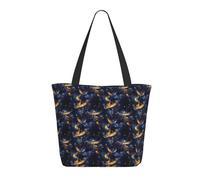 Bolso de viaje para mujer, ligero, estampado de fenicios, color dorado y azul, bolsa de enfermera, bolsa de playa para mujer, gran bolso tote con cremallera