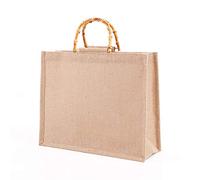 Bolso De Yute Arpillera Portátil Bolso Compras Manijas Bambú Bambú Bolsas Comestibles Reutilizables para Mujeres Bolsos Hombro Pequeños para Mujeres Cruzadas