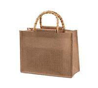 Bolso De Yute Arpillera Portátil Bolso Compras Manijas Bucle Bambú Bolsas Regalo Yute Reutilizables