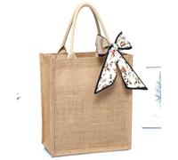 Bolso de yute natural, bolsa de yute natural impermiable, bolsa de la compra de yute portátil, bolso bandolera, gran capacidad retro bolso, tote bag lona, bolso de mujer portátil (25X20X15CM).