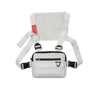 bolso deportivo para el pecho Bolsas de pecho multifunción for hombre y mujer, chaleco de tela Oxford, bolsa con cinturón de calle Hip-Hop(White)