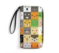 Bolso Dinero Conjunto De Caras De Animales Lindas Y Sencillas Change Purse Muchas Ranuras para Tarjetas Monedero Elegante Billetera Cartera para Profesor, Damas, Adolescente