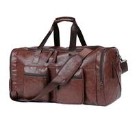 Bolso Duffle De Viaje - Cuero PU Gran Capacidad Portátil | De Gimnasio, De Viaje, Noche Y Tote,para Fin de Semana Avión Vacaciones Negocios Ropa Zapatos Papá Marido, marrón, Consulte la