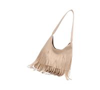 Bolso elegante para mujer, bolso de hombro con borlas de gran capacidad, bolso de mano de compras de ocio para mujeres cotidianas con estilo hombro gran capacidad axila retro, Blanco
