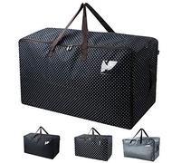 Bolso enorme del almacenaje, edredón/manta/almohadillas/envase del almacenaje del edredón, bolso del almacenaje de la tienda de comestibles del garage, ropa/compartimiento del organizador de las ropas en el armario/el ático, 100 l,punto negro