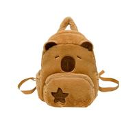 Bolso escolar de felpa Capybara - Bolso bandolera de animal esponjoso, lindo bolso casual para niñas, bolsa de juguete suave de peluche Capybara con llavero | Mochila escolar ligera para niños