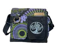 Bolso étnico pequeño para mujer, estilo indio, boho hippie, bolso bandolera Baba cool, Negro 01.