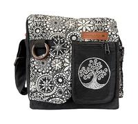 Bolso étnico pequeño para mujer, estilo indio, boho hippie, bolso bandolera Baba cool, Negro