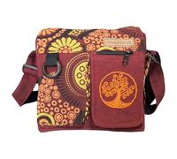 Bolso étnico pequeño para mujer, estilo indio, boho hippie, bolso bandolera Baba cool, Rojo 01.