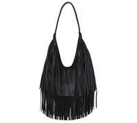 Bolso Flecos Mujer Bolso de mano largo con borlas en forma media luna, bolso hombro estilo hobo for chicas Y2K, diseñador gran capacidad, suave punk urbano(Black)
