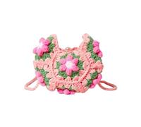 Bolso Ganchillo Flores Bolso bandolera ligero y moderno con flores de crochet for mujer, ideal for vacaciones, playa, viajes y compras.(Pink)