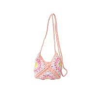 Bolso Ganchillo Flores Bolso de hombro tejido a crochet con diseño de girasoles, gran capacidad de almacenamiento, ideal for playa.(Pink)