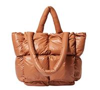 Bolso grande acolchado de invierno para mujer, bolso de hombro acolchado suave para mujer, bolso de hombro para mujer, Brown, Talla única