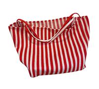 Bolso grande de lona a rayas para mujer, verano, playa, tela clásica, suave, grande, grande, casual, con asa superior, bolsos y bolsos para mujer, Red, Talla única