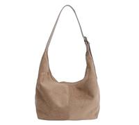 Bolso Hobo mate de ante con cremallera, bolso cruzado PU Vintage gran capacidad, femenino Color sólido Para la Escuela, el Trabajo(Khaki)