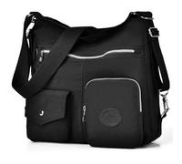 Bolso hobo multiusos para mujer con RFID antirrobo, bolso cruzado de nailon impermeable, bolso de hombro, mochila convertible, Negro -, Large