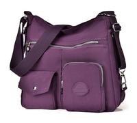Bolso hobo multiusos para mujer con RFID antirrobo, bolso cruzado de nailon impermeable, bolso de hombro, mochila convertible, Púrpura, Large