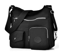 Bolso hobo multiusos para mujer con RFID antirrobo, bolso cruzado de nailon impermeable, bolso de hombro, mochila convertible, Negro -, Large
