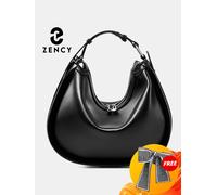 Bolso Hobo Zency de cuero genuino para mujer, bolso de diseñador de lujo 2025, bolsillos espaciosos para niñas, esposa, amante, color caqui y gris Dark Red