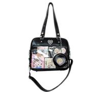 Bolso Ita Bandolera Kawaii Bolsos Con Bolso De Hombro JK Kawaii Con Inserto De Pins De Anime Exhibidor (negro)