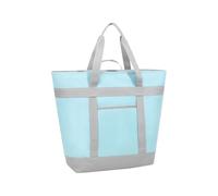 Bolso más frío, bolsa de almuerzo de viaje, bolso de refrigerador de aislamiento suave, forro a prueba de fugas, manijas acolchadas, negro/azul claro, para viajar en la playa de picnic al aire libre.
