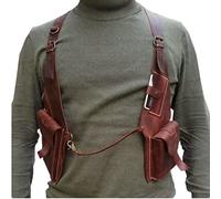 Bolsa medieval para las axilas con correa de hombro - Bolsa de piel sintética - Bolsa de cuero vintage doble bolsa de hombro cartera - Cartera ajustable oculta antirrobo para teléfono (rojo)